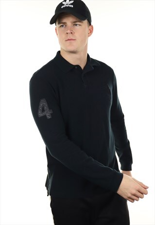 VINTAGE RALPH LAUREN LONG SLEEVE POLO SHIRT BLACK