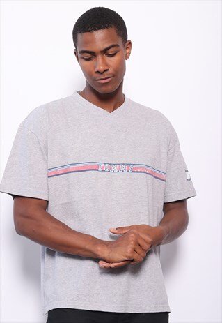 VINTAGE TOMMY HILFIGER JEANS LOGO T-SHIRT GREY