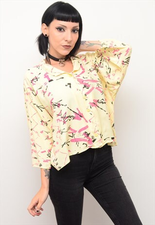 VINTAGE 90'S RETRO FUNKY PATTERNED SLOUCHY SHIRT
