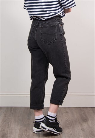 VINTAGE 90'S LEE BLACK DENIM HIGH WAIST MOM JEANS