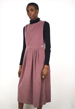 VINTAGE 90S MAUVE CORDUROY POCKET DRESS