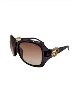 Gucci Sunglasses Brown Authentic Oversized Gold GG Bamboo 