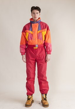 Vintage 80s Colmar Entrant Pink&Orange Ski Suit/ Winter Suit