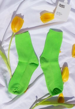 Apple Green Colour Block Socks