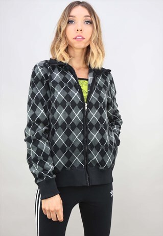 RETRO OVERSIZED PATTERNED ZIP UP FLEECE