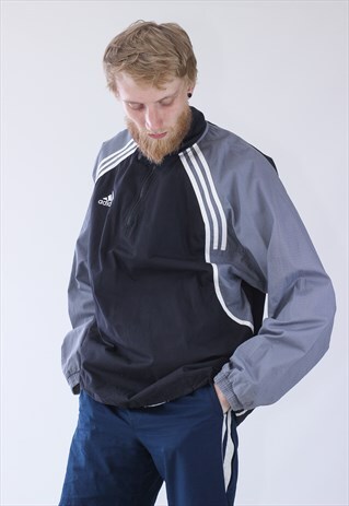 90S VINTAGE MENS ADIDAS HALF ZIP ANORAK WINDBREAKER JACKET
