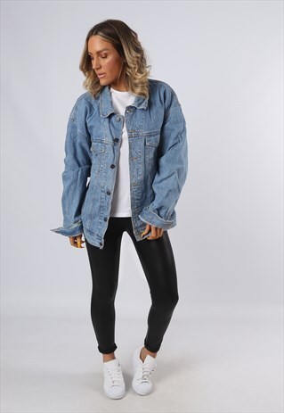 DENIM JACKET OVERSIZED FITTED VINTAGE UK 18 - 20 (34I)