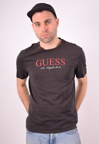 GUESS MENS VINTAGE T-SHIRT TOP MEDIUM BLACK 90S