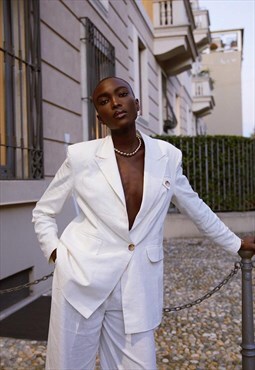 Linen milky white blazer
