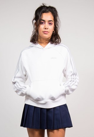 VINTAGE 90'S WHITE ADIDAS HOODIE SWEATSHIRT