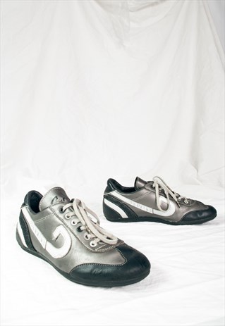 Vintage Y2K Cruyff Leather Sneakers in Silver