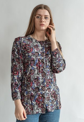 VINTAGE 80S ROUND NECK FUNKY SHIRT