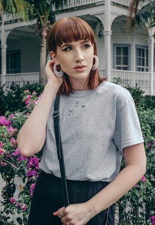 MINI MOTH BUG EMBROIDERED GREY T-SHIRT