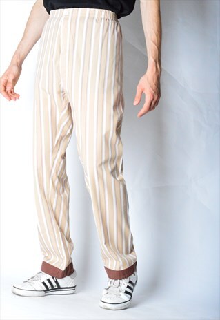 VINTAGE 90S BEIGE STRIPED PYJAMAS PANTS