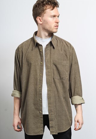 VINTAGE CORDUROY CORD SHIRT BROWN