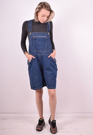 WOMENS VINTAGE DENIM DUNGAREES MEDIUM BLUE 90'S