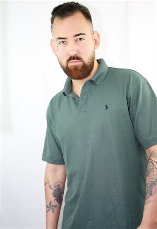 VINTAGE GREEN ARMY SPORT POLO RL SHIRT