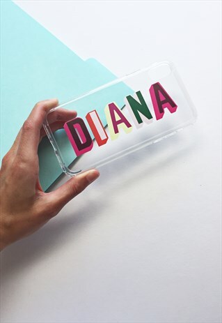 PERSONALISED RAINBOW LETTERS CLEAR PHONE CASE
