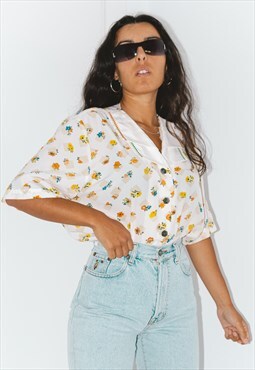 Vintage 90s Cottagecore Short Sleeves Patterned Shirt