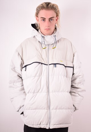 NIKE MENS VINTAGE PADDED JACKET LARGE GREY 90S