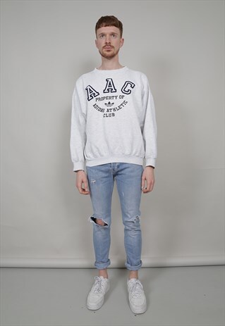 VINTAGE 90'S ADIDAS ATHLETICS MARL LIGHT GREY SWEATER