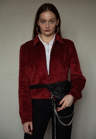VINTAGE MAROON SHORT SUEDE JACKET