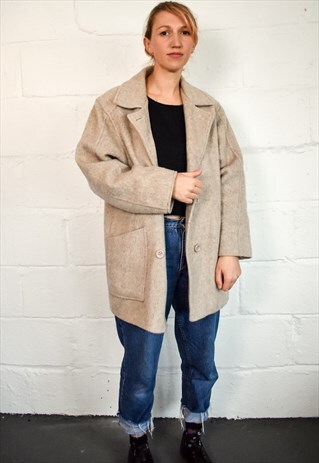 VINTAGE 90S OATMEAL WOOL COAT