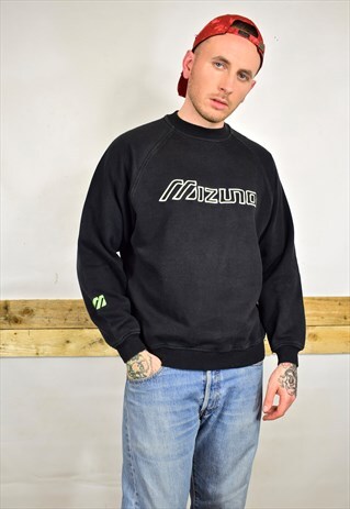 VINTAGE 90S MIZUNO BLACK LOGO SWEATER