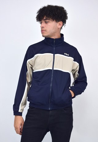 VINTAGE 90S FILA BEIGE NAVY JACKET