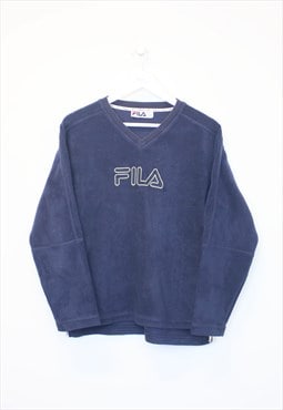 Vintage Fila spell out sweatshirt in navy. Best fits S