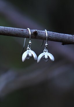 Snowdrop White Flower Single Drop Earrings