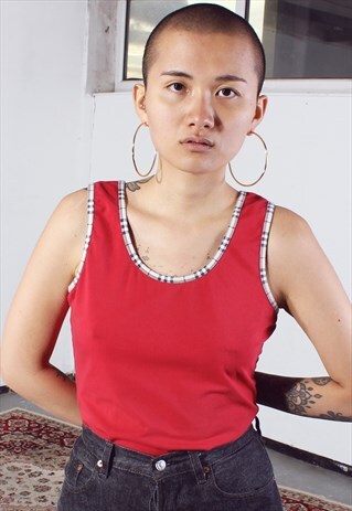 VINTAGE BURBERRY RED VEST TOP
