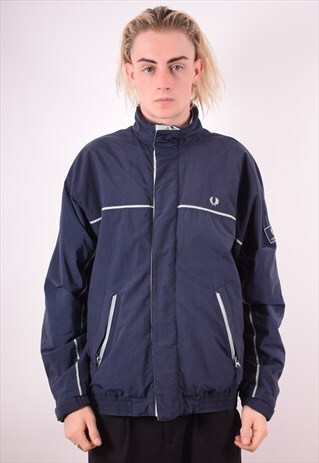 FRED PERRY MENS VINTAGE JACKET MEDIUM BLUE 90S