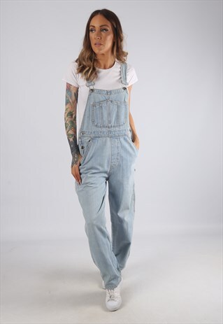 VINTAGE DENIM DUNGAREES WIDE TAPERED LEG UK 12 M (RBN)