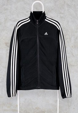 Vintage Black Adidas Fleece Jacket  Small