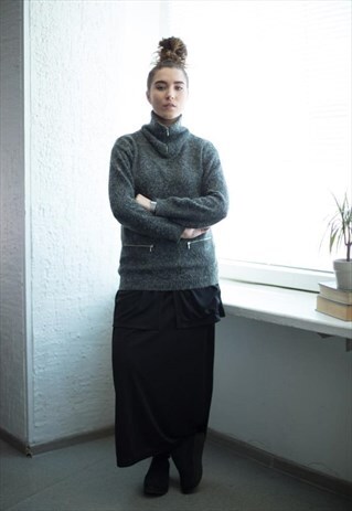 VINTAGE 90'S MINIMAL GREY TURTLE NECK JUMPER