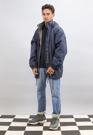 VINTAGE NAVY LINED K-WAY WINDBREAKER
