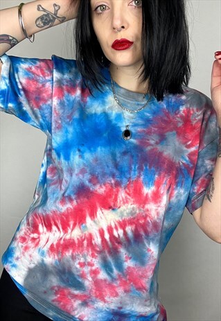 REWORKED VINTAGE GRUNGE STYLE TIE DYE T-SHIRT SIZE LARGE