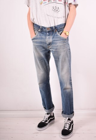 WRANGLER MENS VINTAGE JEANS W32 L32 BLUE 90S