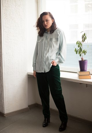 VINTAGE 90'S PASTEL MINT GREEN BUTTON UP SHIRT
