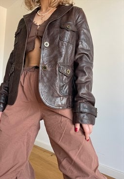 Vintage Chocolate Brown Leather Jacket 