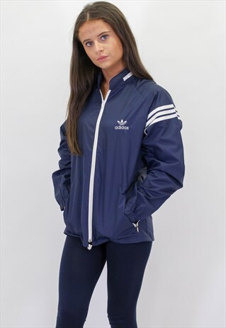 VINTAGE ADIDAS WINDBREAKER JACKET IN BLUE
