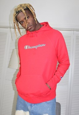 Vintage Y2K Red Champion Embroidered Spell Out Hoodie