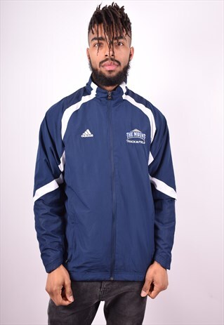 ADIDAS MENS VINTAGE TRACKSUIT TOP JACKET SMALL BLUE 90'S