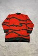 VINTAGE ABSTRACT KNITTED CARDIGAN PATTERNED KNIT SWEATER