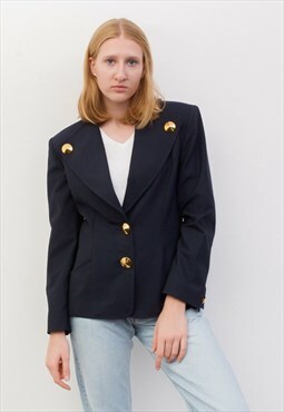 Les griffes Vintage Women's L Thin Wool Blazer Jacket Coat