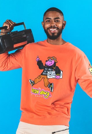 PEACH ILLUSTRATION PULLOVER SWEATER