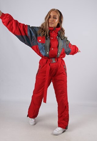 VINTAGE SKISS FULL SKI SUIT SNOW TALL UK 14 L (CA4W)