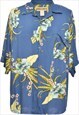 Vintage Printed Blue Hawaiian Shirt - L