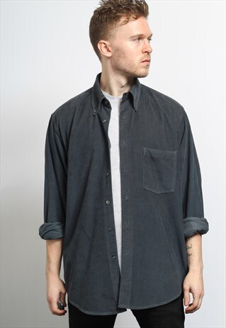 VINTAGE CORDUROY CORD SHIRT BLUE